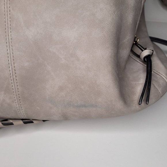 Grey Soft Vegan Leather Large Crossbody Handbag - Picture 12 of 14